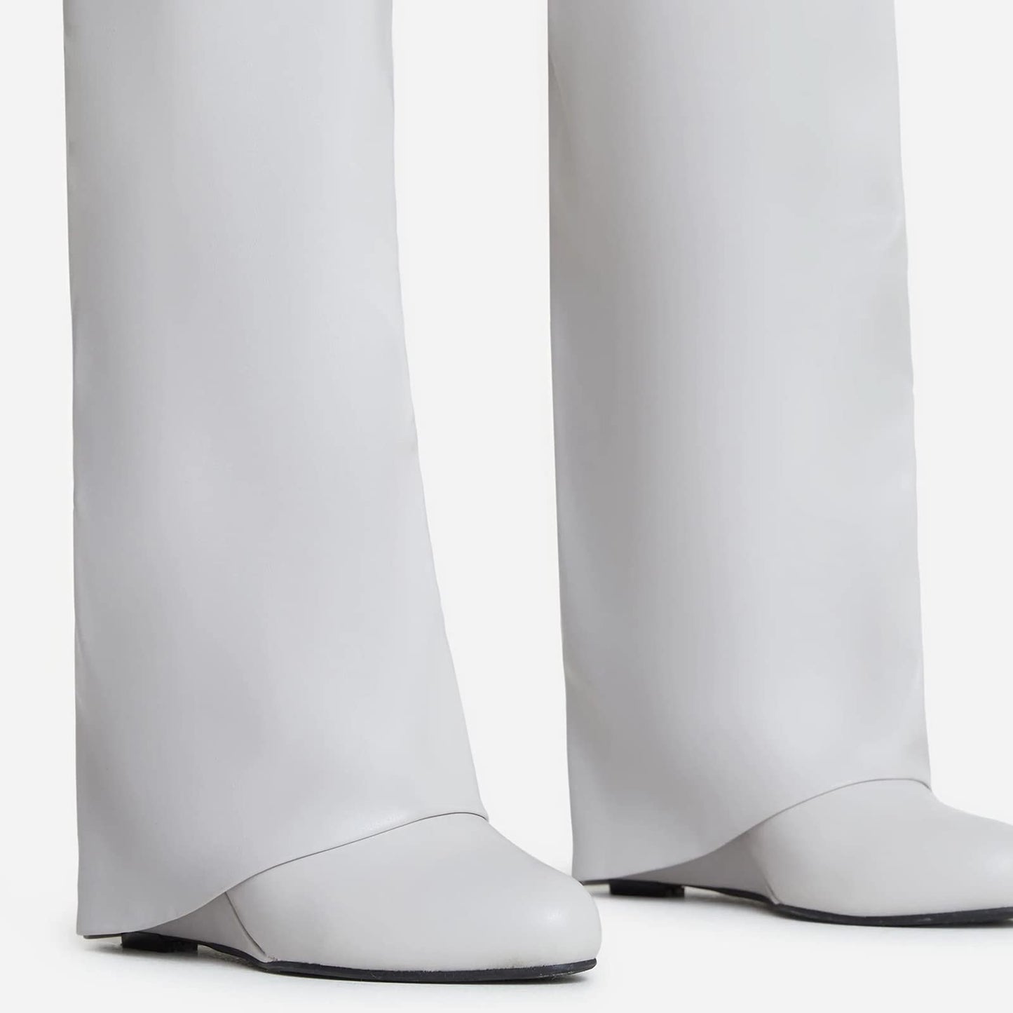 FOLD OVER BOOTS WIDE CALF-WEDGE HEEL KNEE HIGH BOOTS