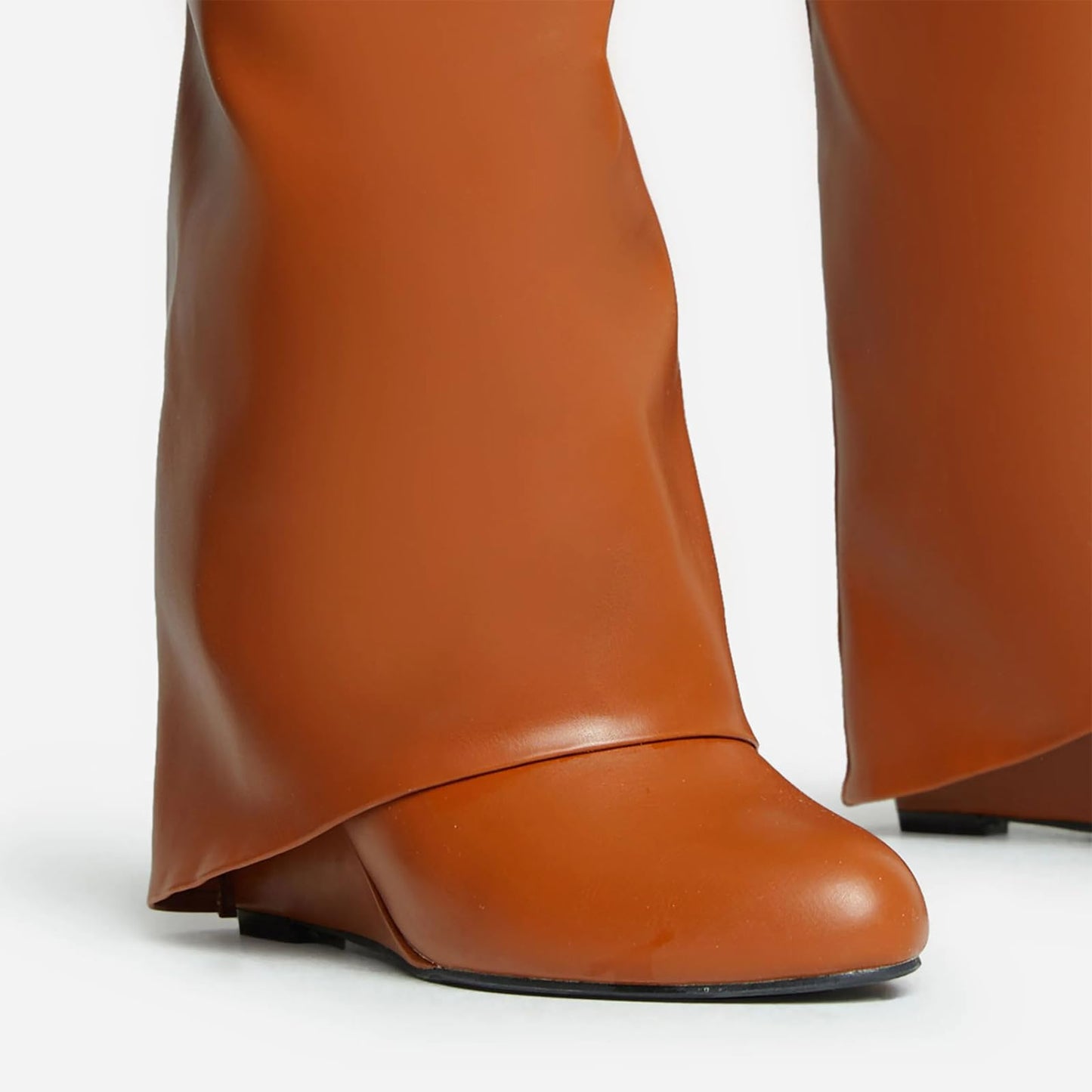 FOLD OVER BOOTS WIDE CALF-WEDGE HEEL KNEE HIGH BOOTS