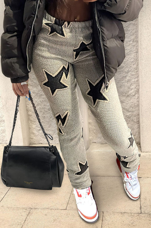 FIVE POINTED STAR PRINTED CASUAL PANTS