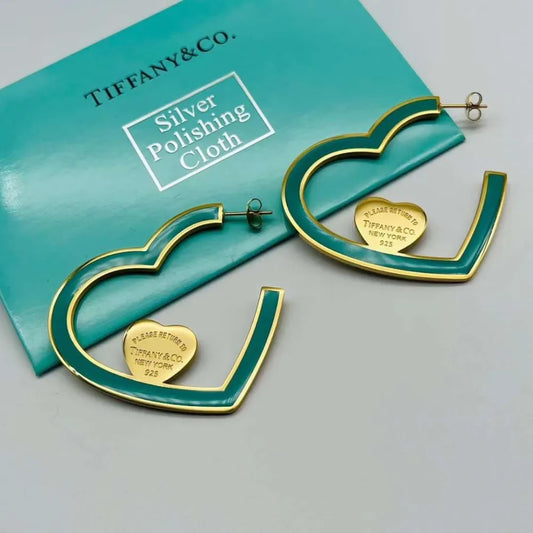 LARGE HEART TIFF/CO EARRINGS