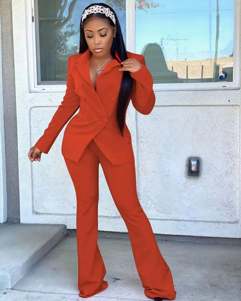 K-ELLE FASHION LEISURE SOLID COLOR SUIT 2PCS